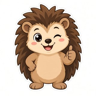Cartoon hedgehog giving a thumbs up